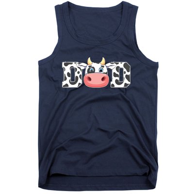 Dad Cow Print Cowboy Animal Pattern Farmer Cow Father Dad Tank Top