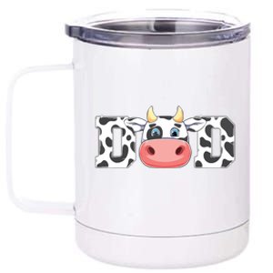 Dad Cow Print Cowboy Animal Pattern Farmer Cow Father Dad 12 oz Stainless Steel Tumbler Cup