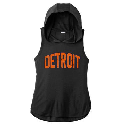 Detroit City Retro Vintage Ladies PosiCharge Tri-Blend Wicking Draft Hoodie Tank