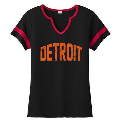 Detroit City Retro Vintage Ladies Halftime Notch Neck Tee