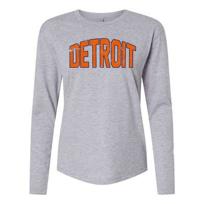 Detroit City Retro Vintage Womens Cotton Relaxed Long Sleeve T-Shirt