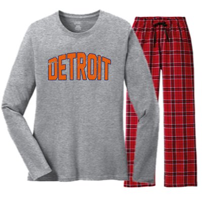 Detroit City Retro Vintage Women's Long Sleeve Flannel Pajama Set 