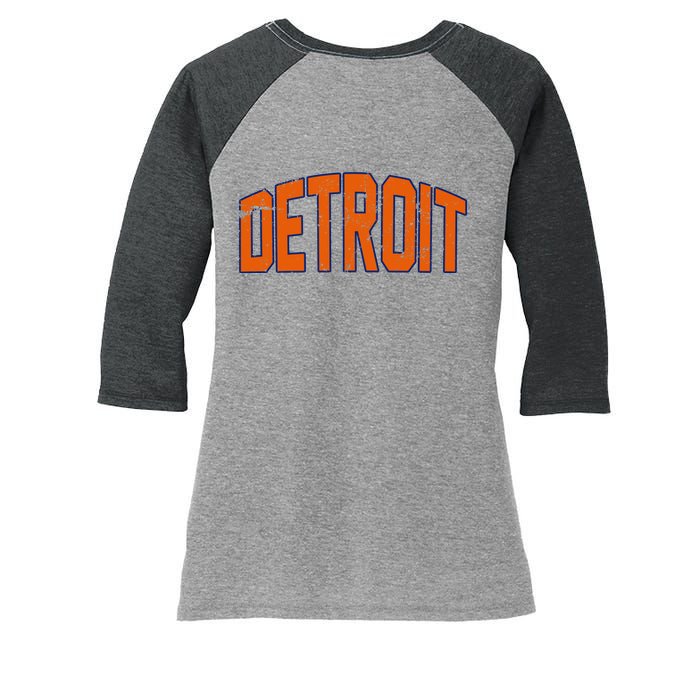 Detroit City Retro Vintage Women's Tri-Blend 3/4-Sleeve Raglan Shirt