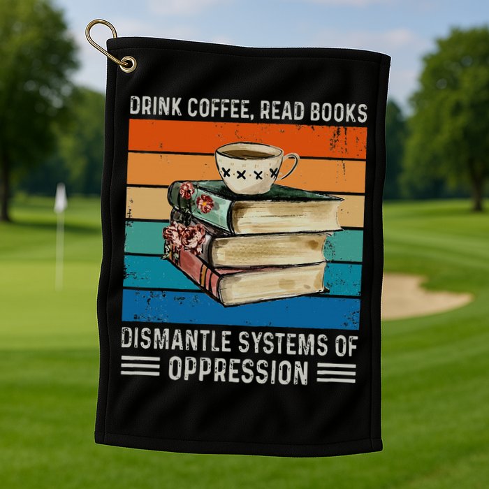 Drink Coffee Read Books Dismantle Systems Of Oppression Golf Towel