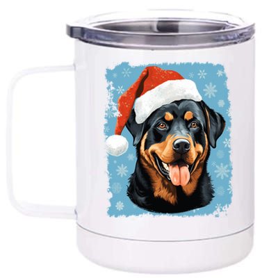 Dog Cute Rottweiler Christmas Great Gift 12 oz Stainless Steel Tumbler Cup