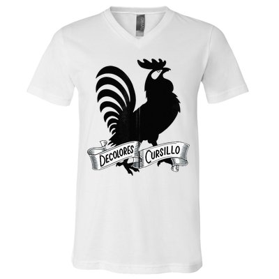 DeColores Cursillo Rooster With Banner Faith Religion V-Neck T-Shirt