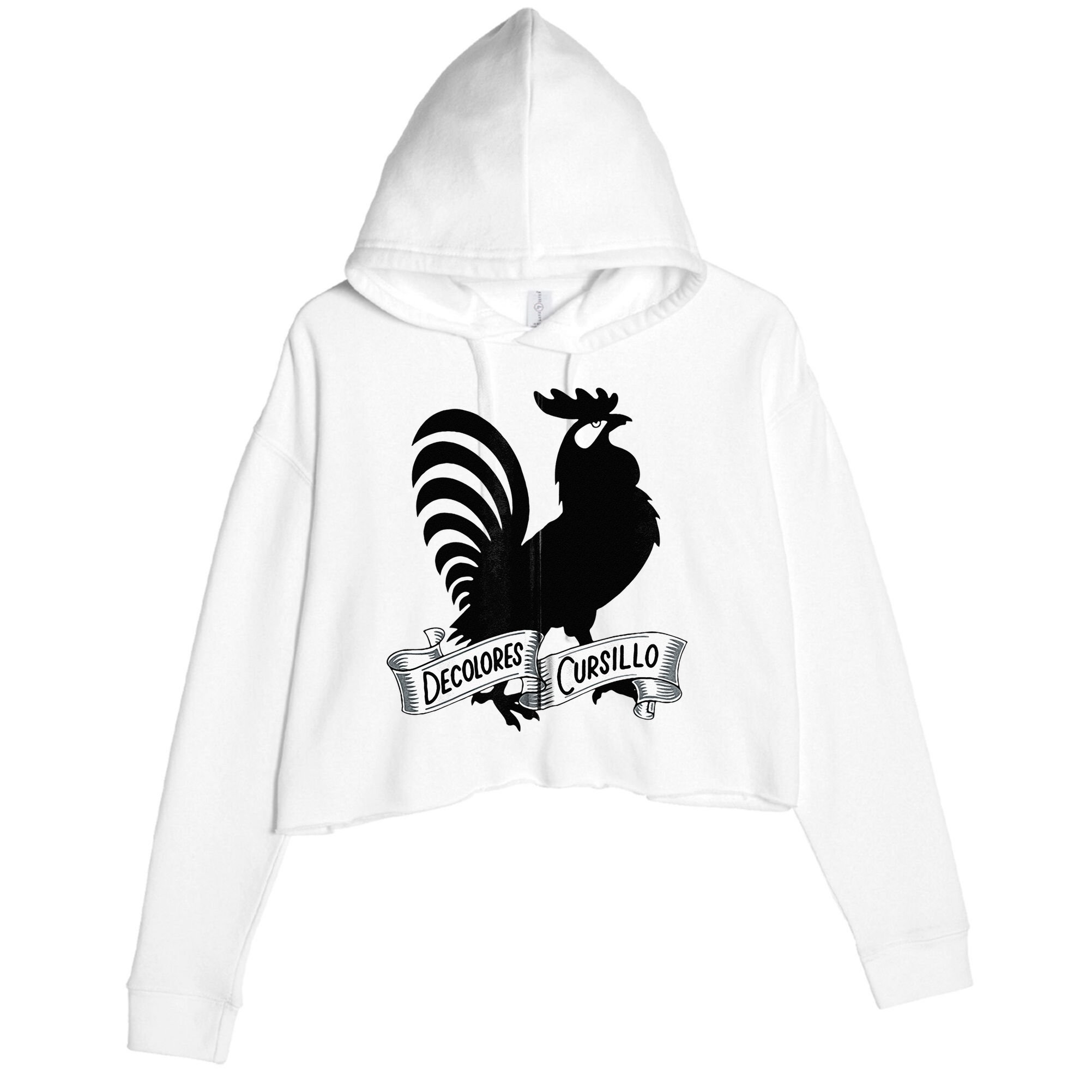 DeColores Cursillo Rooster With Banner Faith Religion Crop Fleece Hoodie
