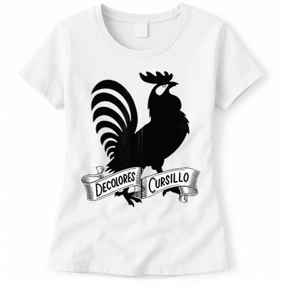 DeColores Cursillo Rooster With Banner Faith Religion Womens T-Shirt