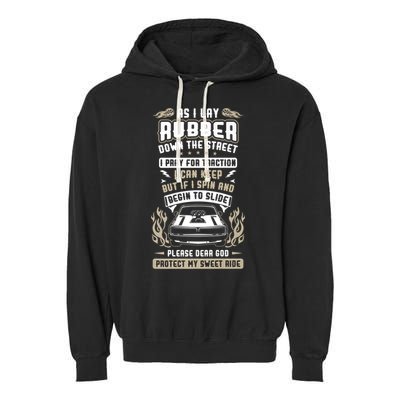 Drag Car Racing Prayer Garment-Dyed Fleece Hoodie