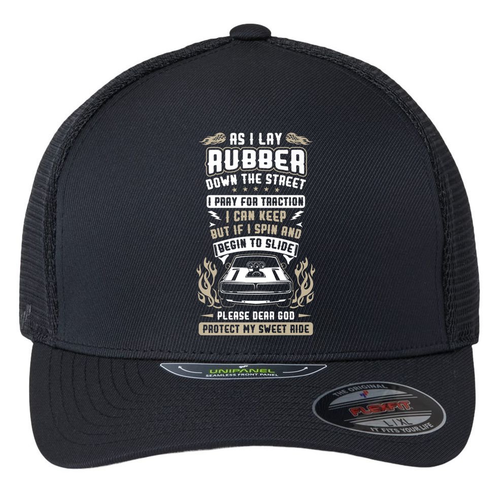 Drag Car Racing Prayer Flexfit Unipanel Trucker Cap