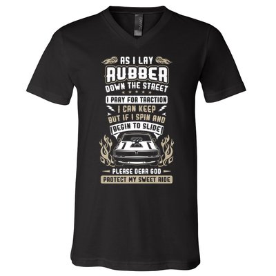 Drag Car Racing Prayer V-Neck T-Shirt