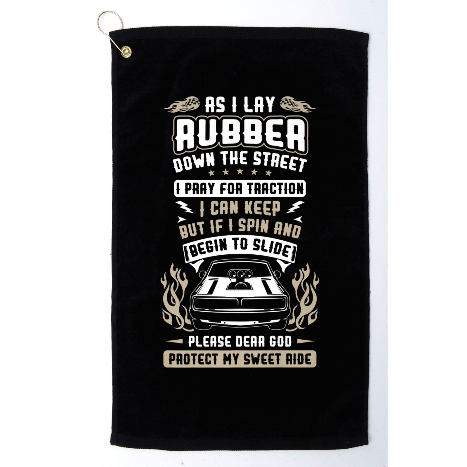 Drag Car Racing Prayer Golf Towel
