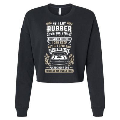 Drag Car Racing Prayer Cropped Pullover Crew