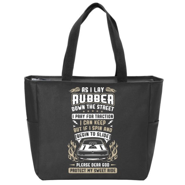 Drag Car Racing Prayer Zip Tote Bag