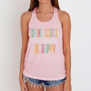 Drink Coffee Read Books Be Happy Women's Knotted Racerback Tank