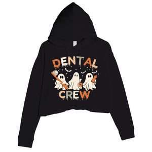 Dental Crew Retro Toothbrush Boo Teeth Halloween For Dentist Gift Crop Fleece Hoodie