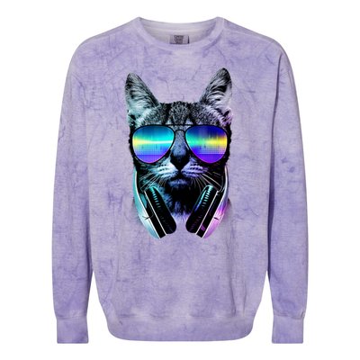 DJ Cat Retro Colorblast Crewneck Sweatshirt