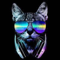 DJ Cat Retro Drawstring Bag