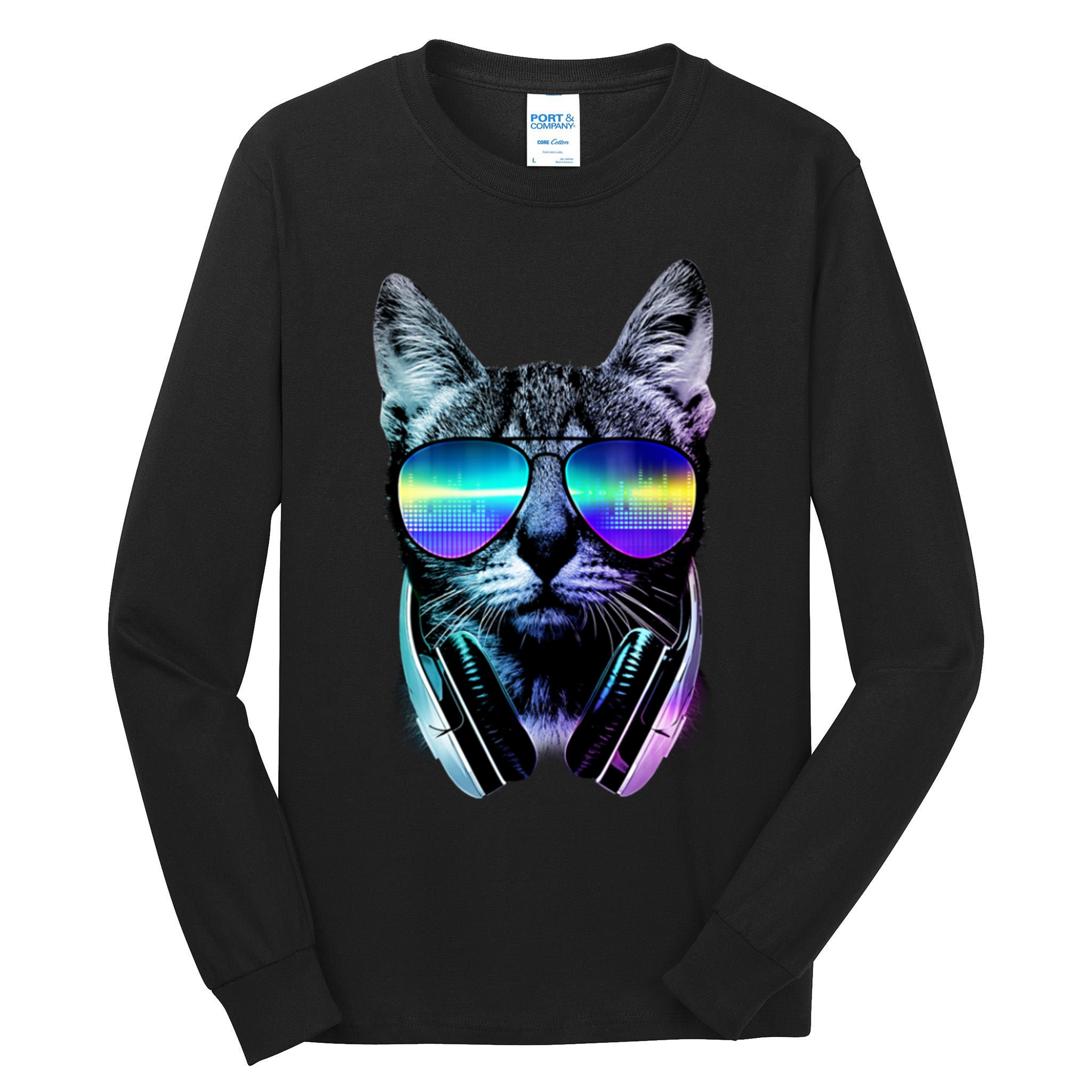 DJ Cat Retro Tall Long Sleeve T-Shirt