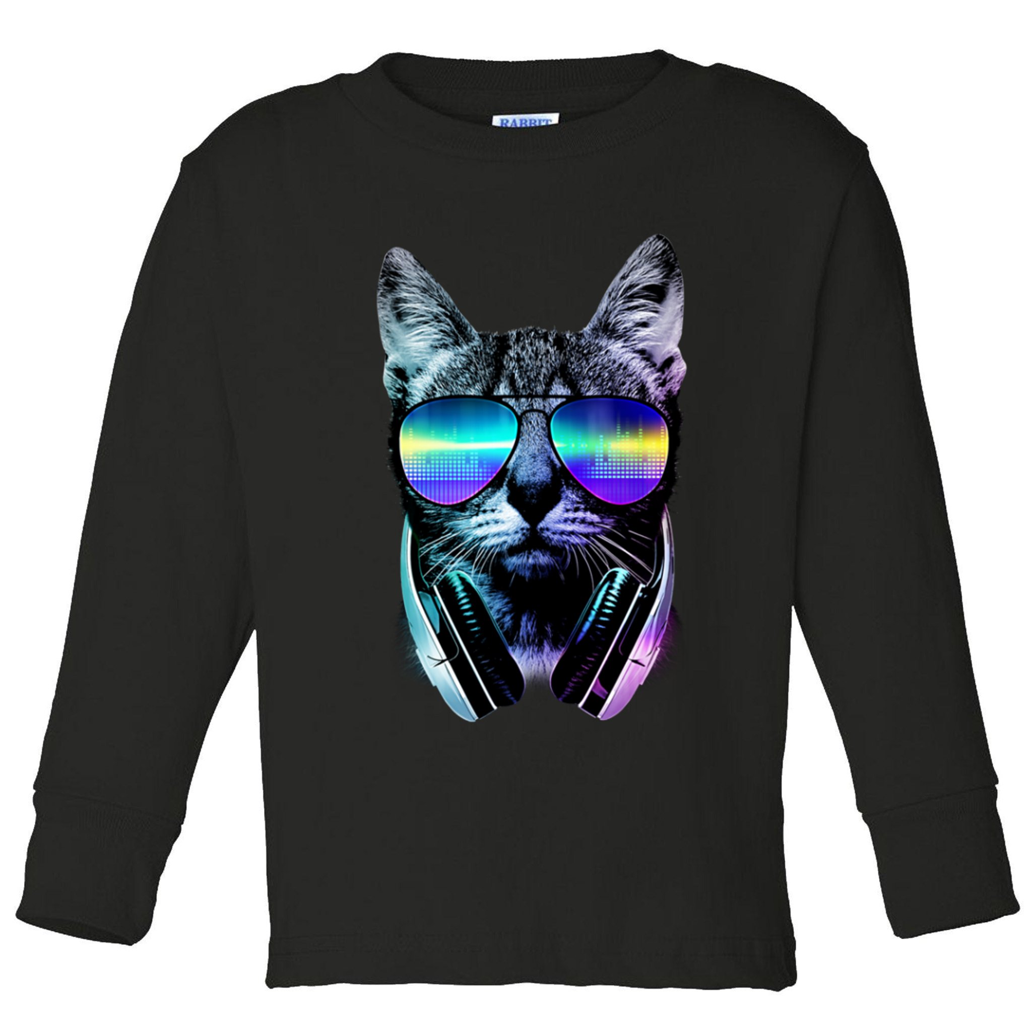 DJ Cat Retro Toddler Long Sleeve Shirt