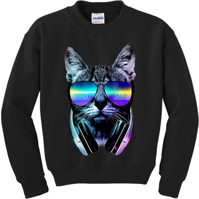 DJ Cat Retro Kids Sweatshirt