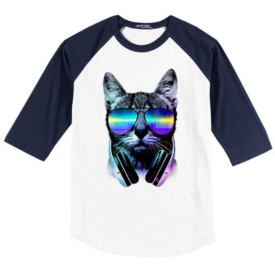 DJ Cat Retro Baseball Sleeve Shirt