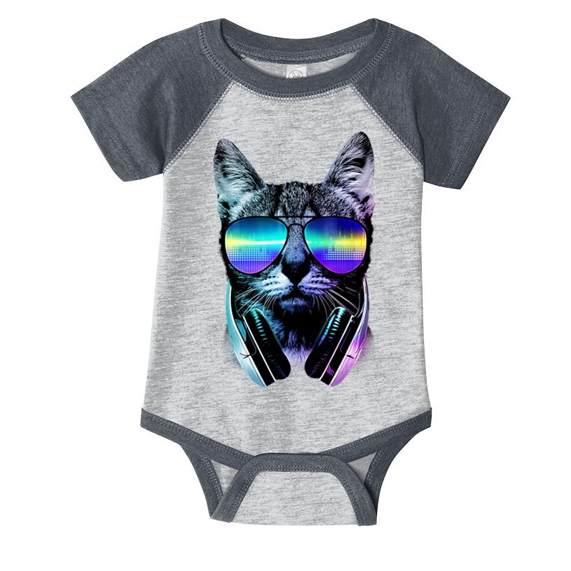 DJ Cat Retro Infant Baby Jersey Bodysuit