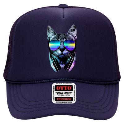 DJ Cat Retro High Crown Mesh Back Trucker Hat