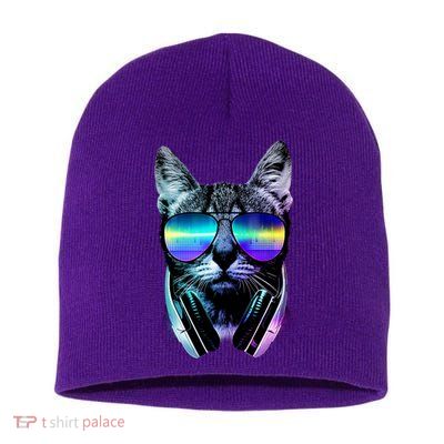 DJ Cat Retro Short Acrylic Beanie