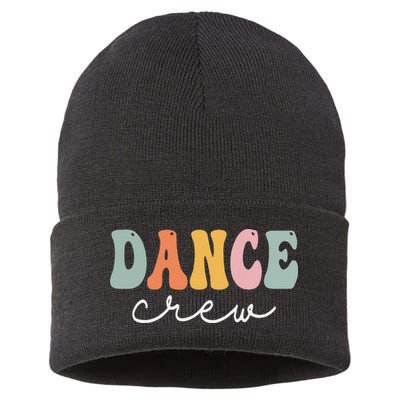Dance Crew Retro Groovy Vintage Happy First Day Of School Sustainable Knit Beanie