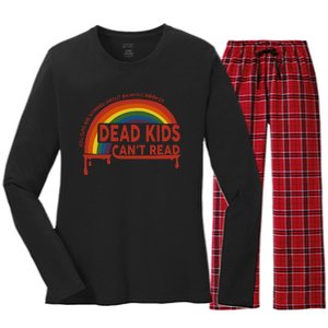 Dead Cant Read You Guys Are Worried About Banning Books Women's Long Sleeve Flannel Pajama Set 