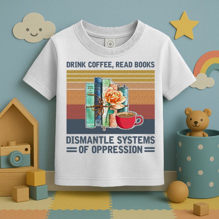 Drink Coffee Read Books Dismantle Systems Of Oppression Toddler T-Shirt