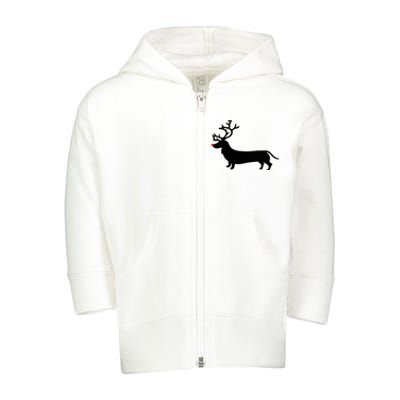 Dachshund Christmas Reindeer Wiener Dog Family Mom Dad  Toddler Zip Fleece Hoodie