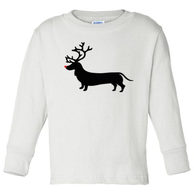 Dachshund Christmas Reindeer Wiener Dog Family Mom Dad  Toddler Long Sleeve Shirt