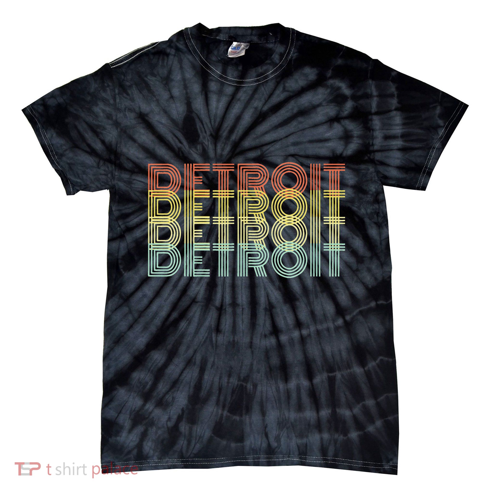Detroit City Retro Vintage Hometown Michigan Tie-Dye T-Shirt