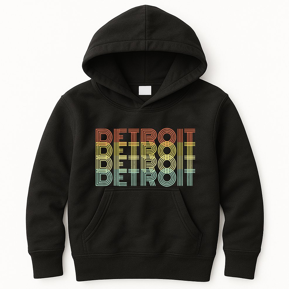 Detroit City Retro Vintage Hometown Michigan Kids Hoodie