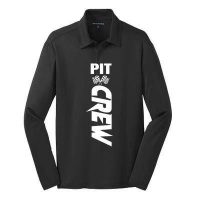 Dirt Car Racing Racetrack Speedway Race Car Team Pit Crew Gift Silk Touch Performance Long Sleeve Polo