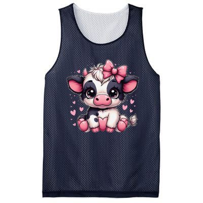 Dairy Cow Sitting Holding Heart Pin.K Coquette Bow Animal Mesh Reversible Basketball Jersey Tank