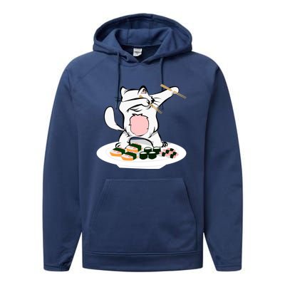 Dabbing Cagift Sushi Chef Cat Funny Kitty Gift Performance Fleece Hoodie