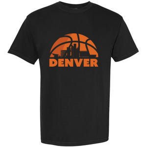 Denver City Skyline Colorado Basketball Fan Jersey Garment-Dyed Heavyweight T-Shirt