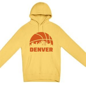 Denver City Skyline Colorado Basketball Fan Jersey Premium Pullover Hoodie