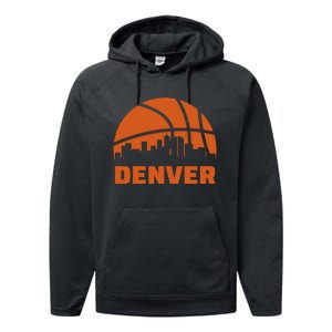 Denver City Skyline Colorado Basketball Fan Jersey Performance Fleece Hoodie