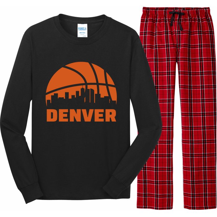 Denver City Skyline Colorado Basketball Fan Jersey Long Sleeve Pajama Set