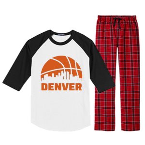 Denver City Skyline Colorado Basketball Fan Jersey Raglan Sleeve Pajama Set