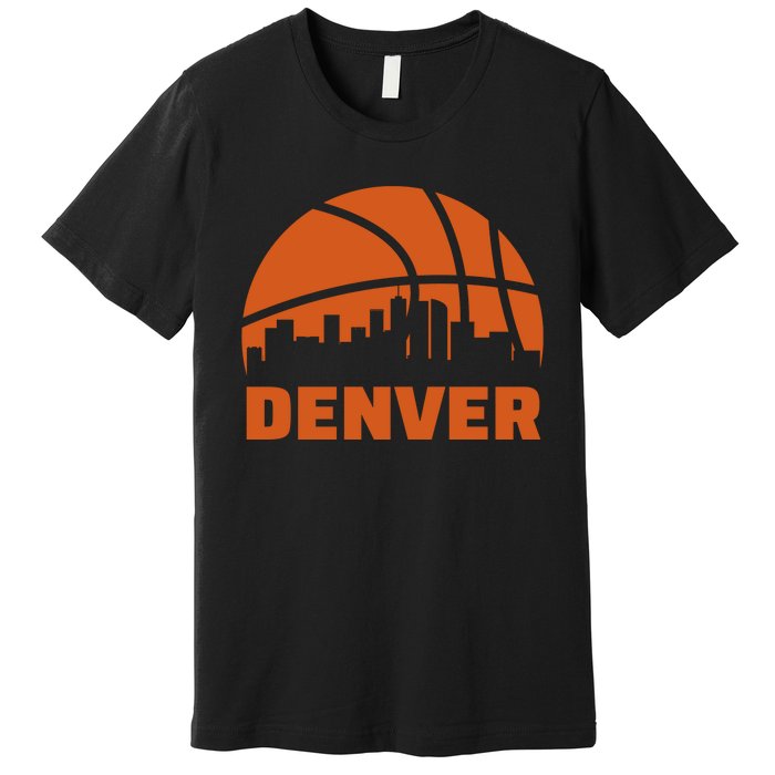 Denver City Skyline Colorado Basketball Fan Jersey Premium T-Shirt