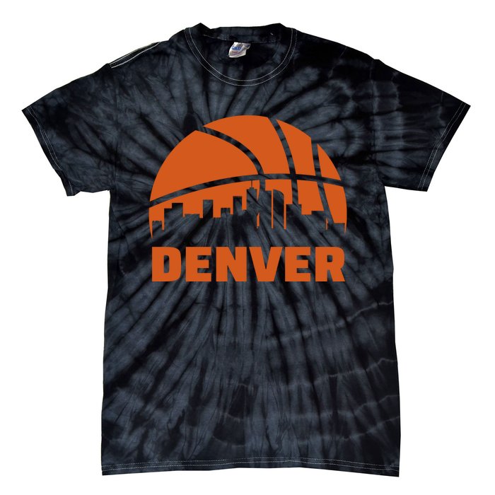 Denver City Skyline Colorado Basketball Fan Jersey Tie-Dye T-Shirt