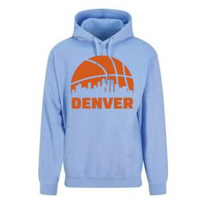 Denver City Skyline Colorado Basketball Fan Jersey Unisex Surf Hoodie