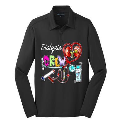 Dialysis Crew Stethoscope Heart Ney Nephrology Technician Gift Silk Touch Performance Long Sleeve Polo