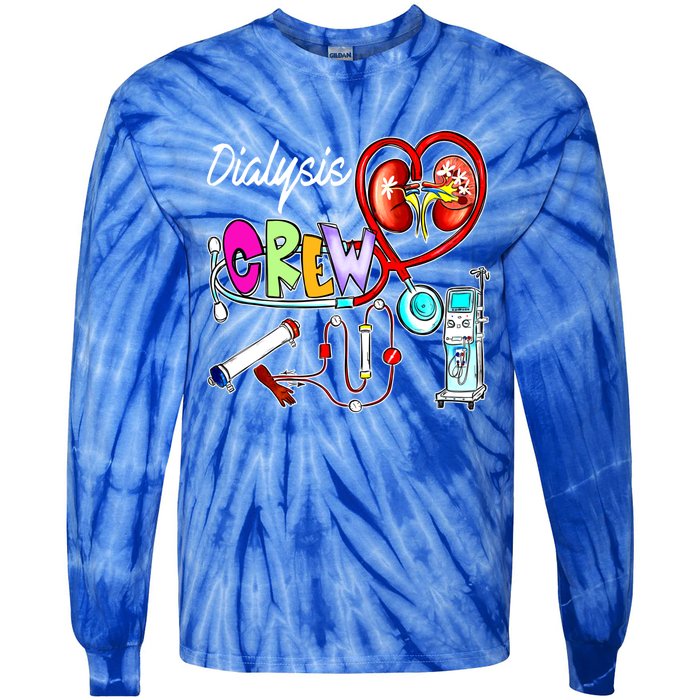 Dialysis Crew Stethoscope Heart Ney Nephrology Technician Gift Tie-Dye Long Sleeve Shirt