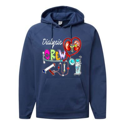 Dialysis Crew Stethoscope Heart Ney Nephrology Technician Gift Performance Fleece Hoodie